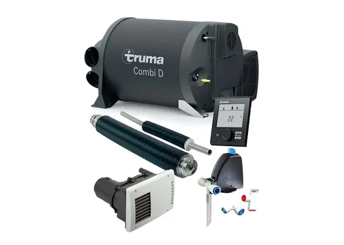 Truma Combi D heating and cooling system with components for camper van installation