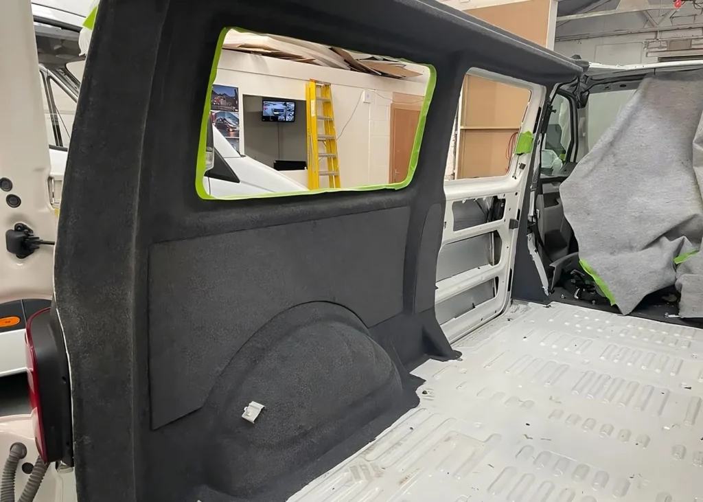 Van insulation and window cutout preparation